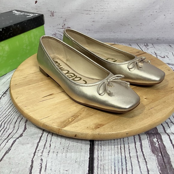 Sam Edelman Shoes - Sam Edelman Jillie Champagne Metallic Leather Ballet Flats Womens Size 9M